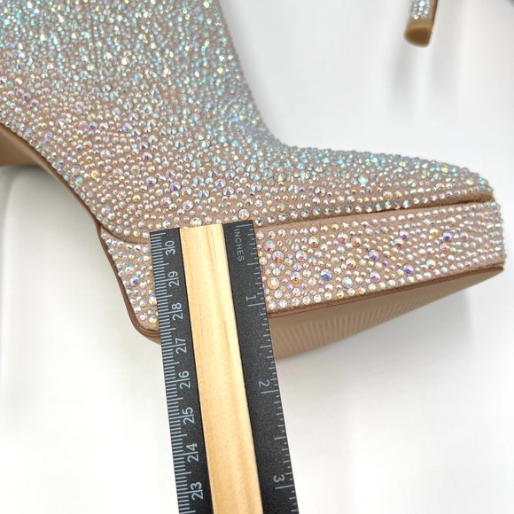 Madden Girl Size 8.5 Lorile Blush Jeweled Encrusted Platform Ankle Boots Shoes - Picture 13 of 14